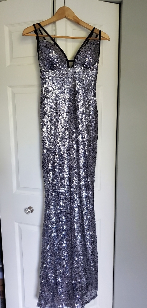 Silver Sequins Graduation/Prom Dress